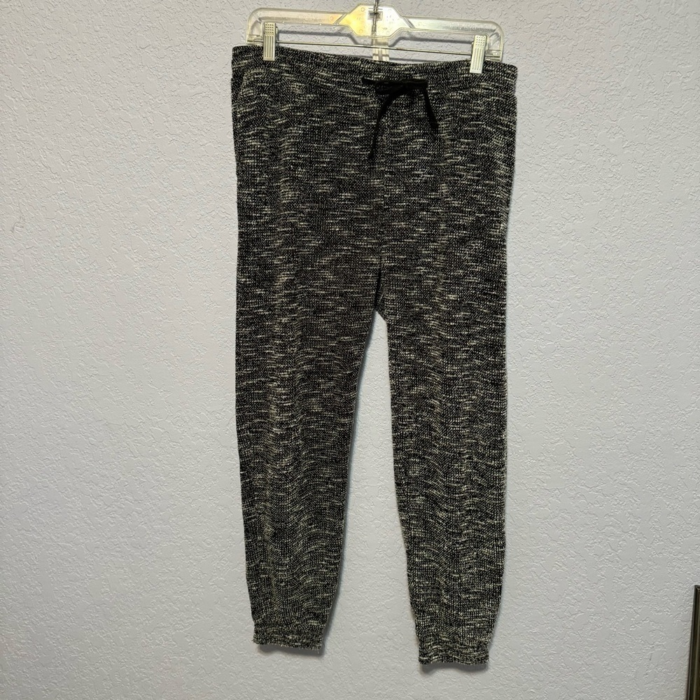 Lovers + Friends Black And White Marled Textured Joggers